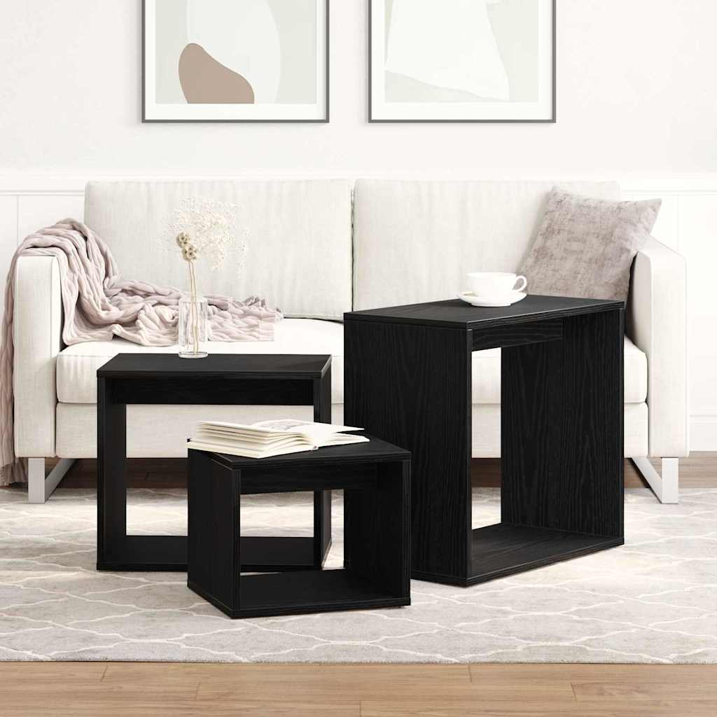 Nesting Table 3 pcs Black Oak 55 x 30 x 50 cm Engineered Wood