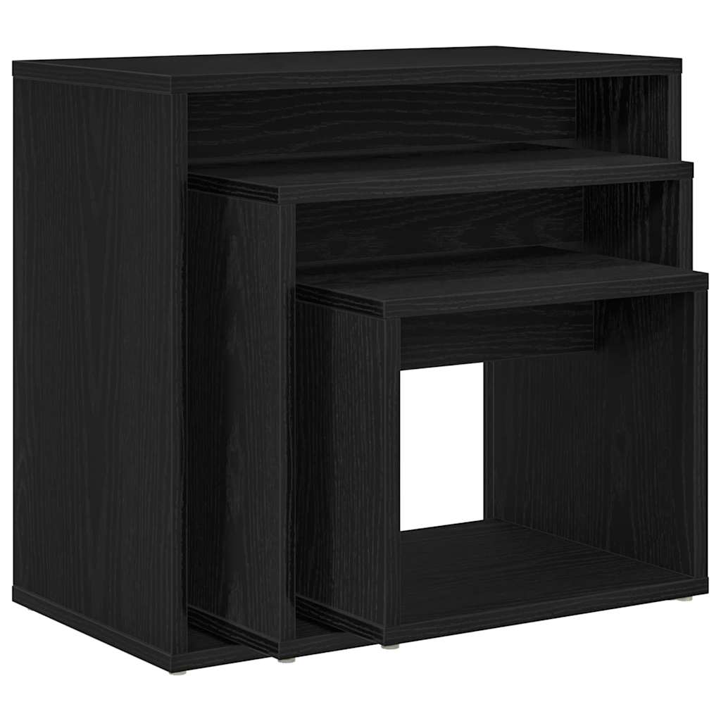 Nesting Table 3 pcs Black Oak 55 x 30 x 50 cm Engineered Wood