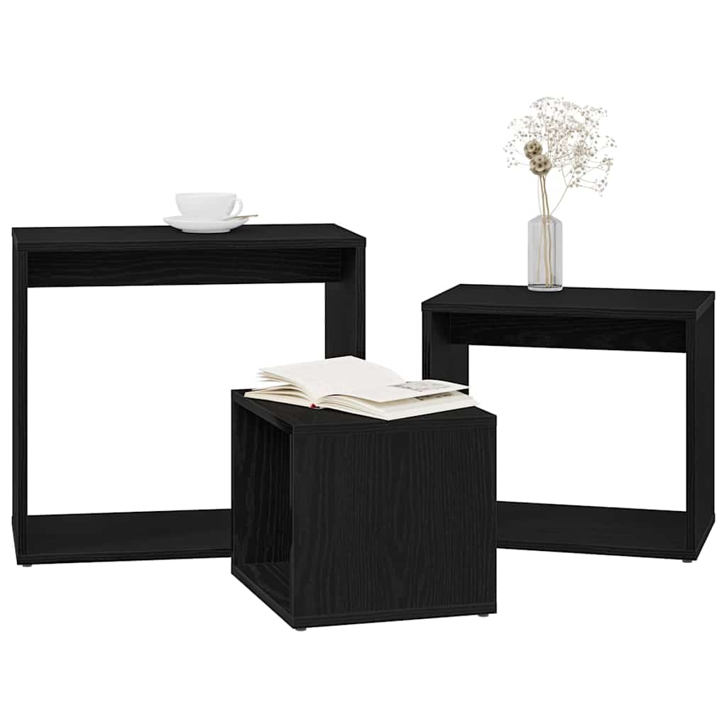 Nesting Table 3 pcs Black Oak 55 x 30 x 50 cm Engineered Wood