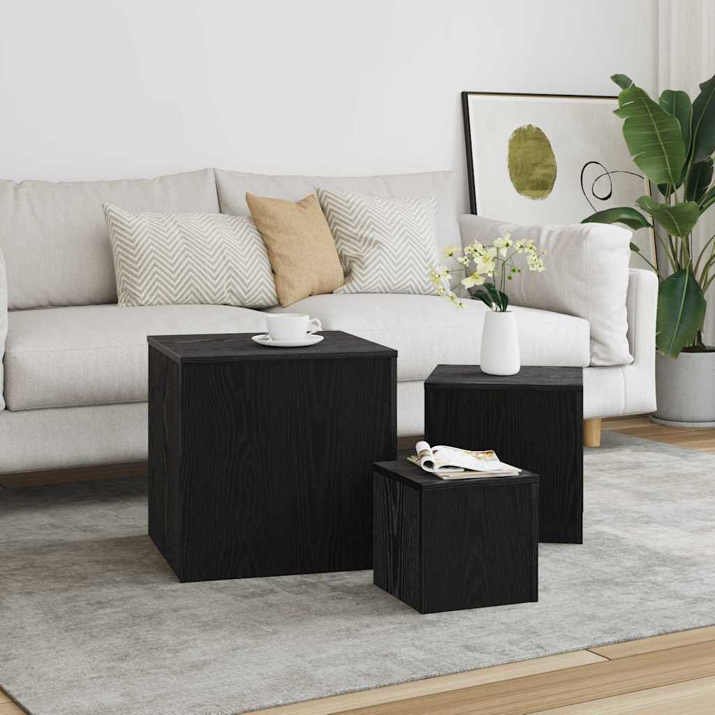 Nesting Table 3 pcs Black Oak Engineered Wood