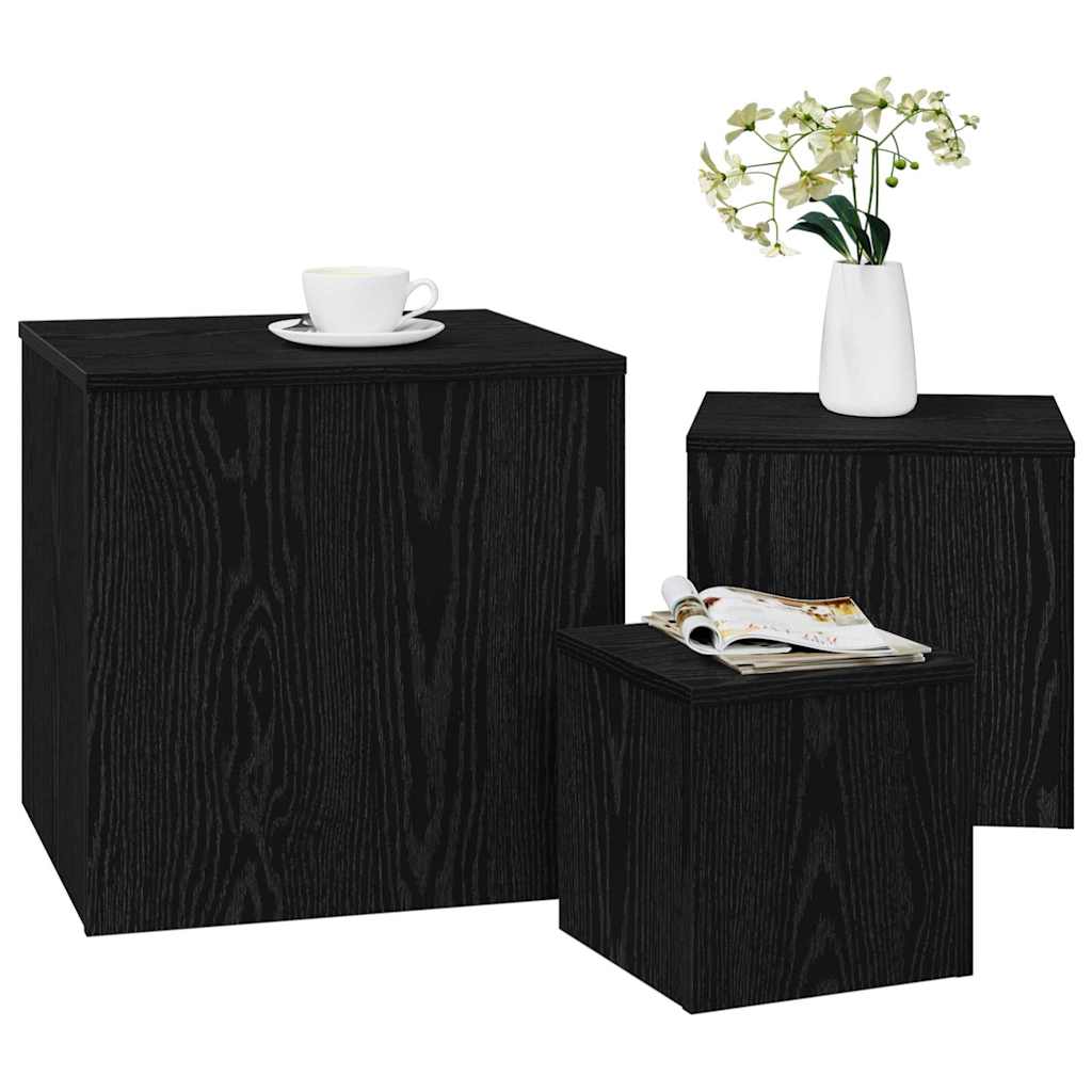 Nesting Table 3 pcs Black Oak Engineered Wood