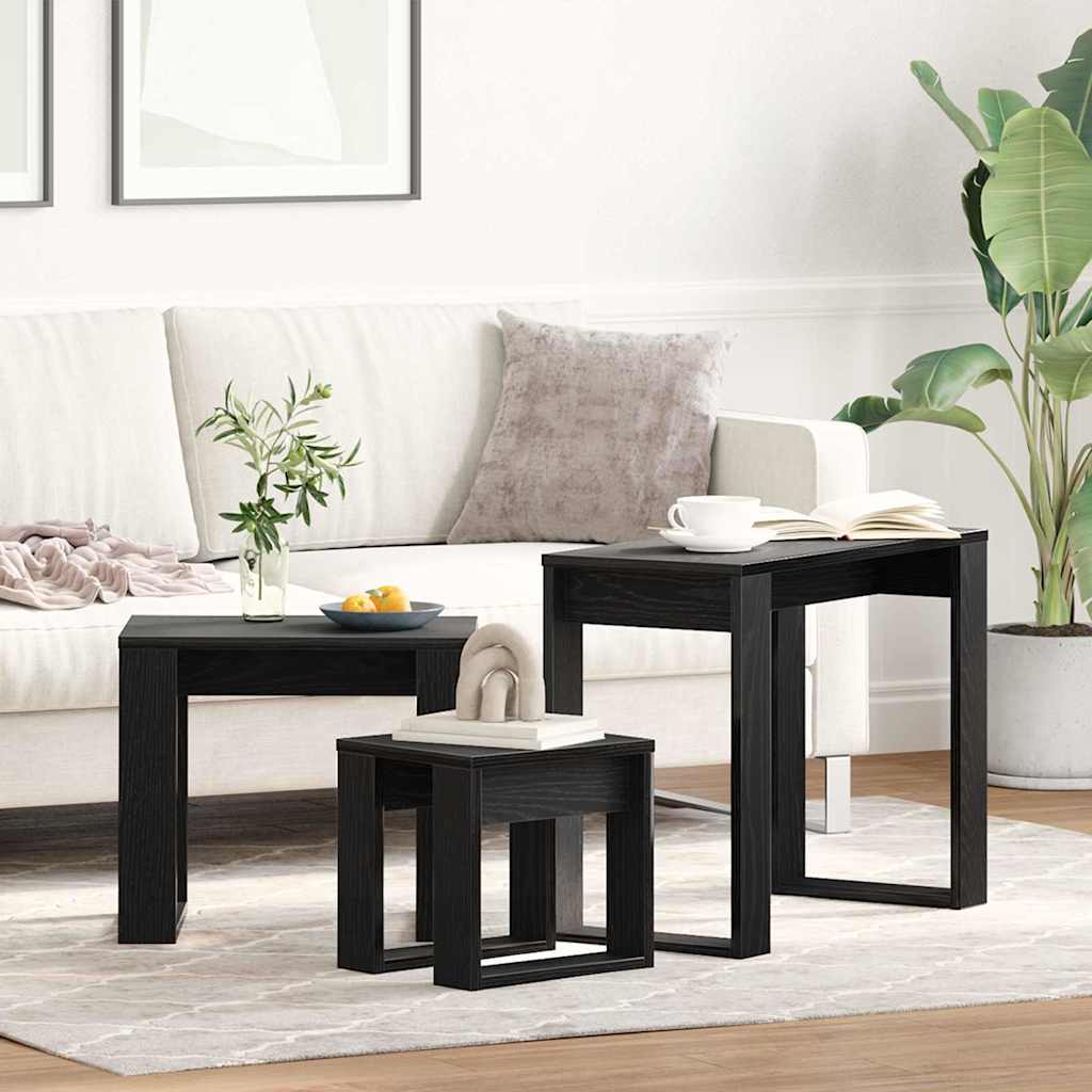 Nesting Tables 3 pcs Black Oak 61 x 28 x 47 cm Engineered Wood