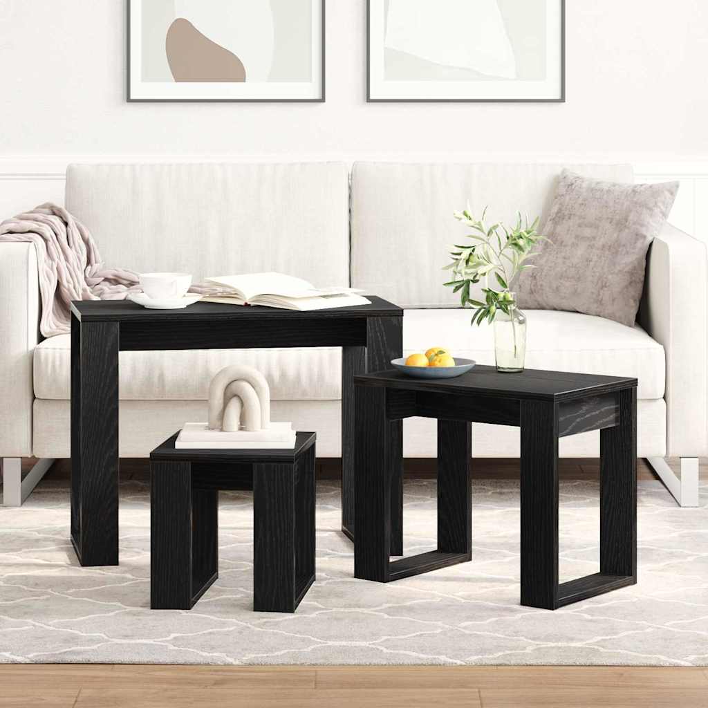 Nesting Tables 3 pcs Black Oak 61 x 28 x 47 cm Engineered Wood