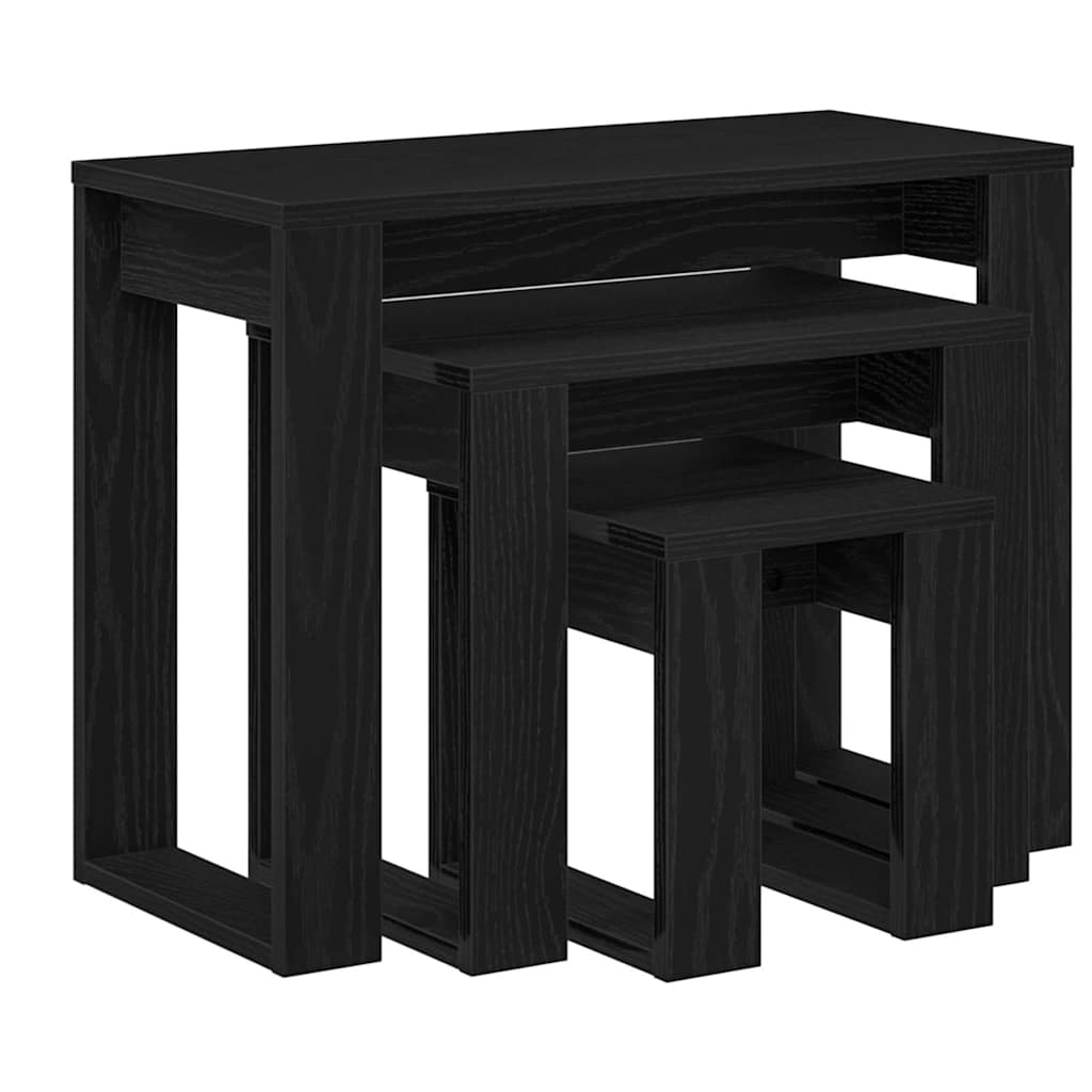 Nesting Tables 3 pcs Black Oak 61 x 28 x 47 cm Engineered Wood