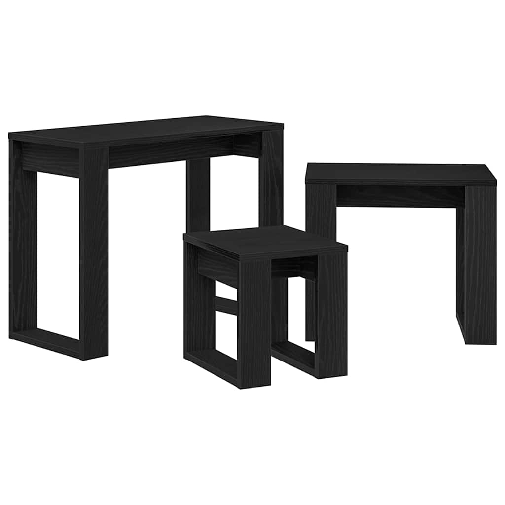 Nesting Tables 3 pcs Black Oak 61 x 28 x 47 cm Engineered Wood