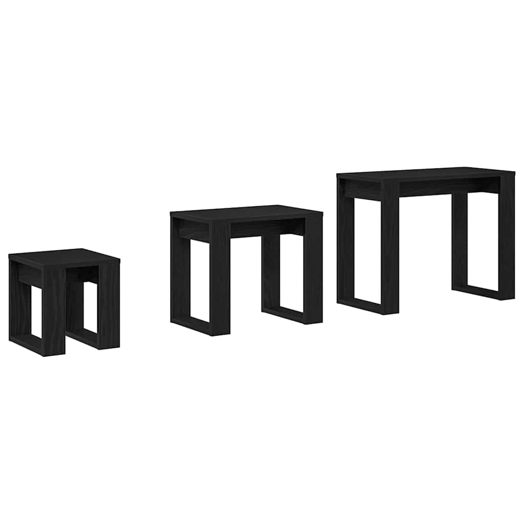 Nesting Tables 3 pcs Black Oak 61 x 28 x 47 cm Engineered Wood