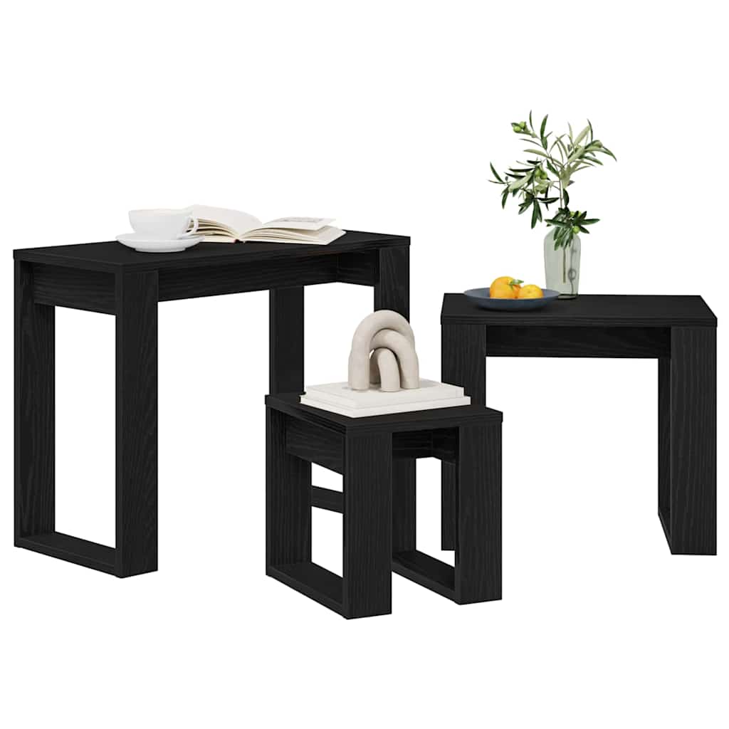 Nesting Tables 3 pcs Black Oak 61 x 28 x 47 cm Engineered Wood