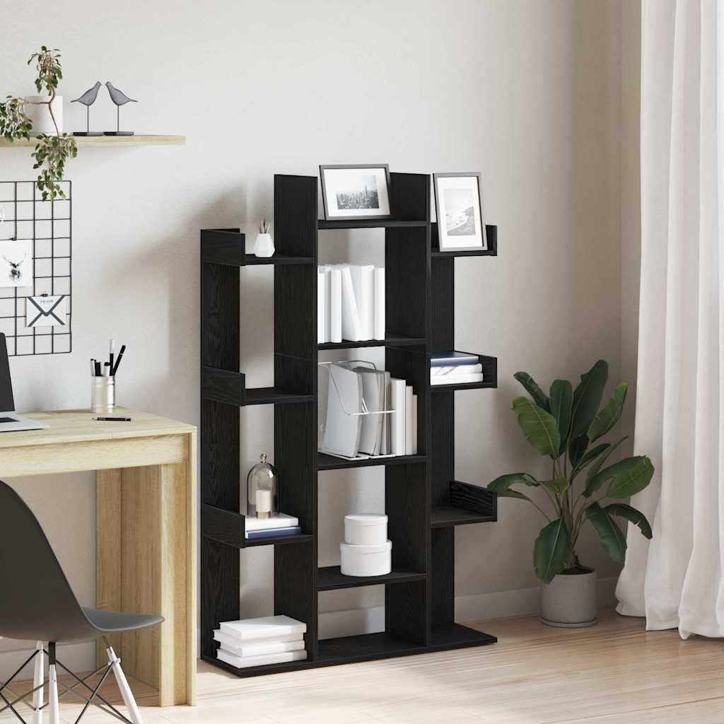 Bookcase 13-Tier 86 x 25.5 x 140 cm Engineered Wood Black Oak