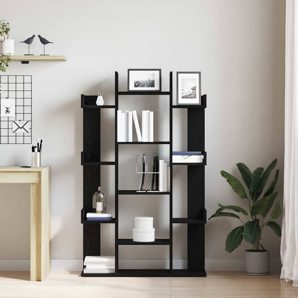 Bookcase 13-Tier 86 x 25.5 x 140 cm Engineered Wood Black Oak