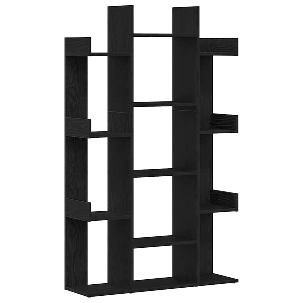 Bookcase 13-Tier 86 x 25.5 x 140 cm Engineered Wood Black Oak