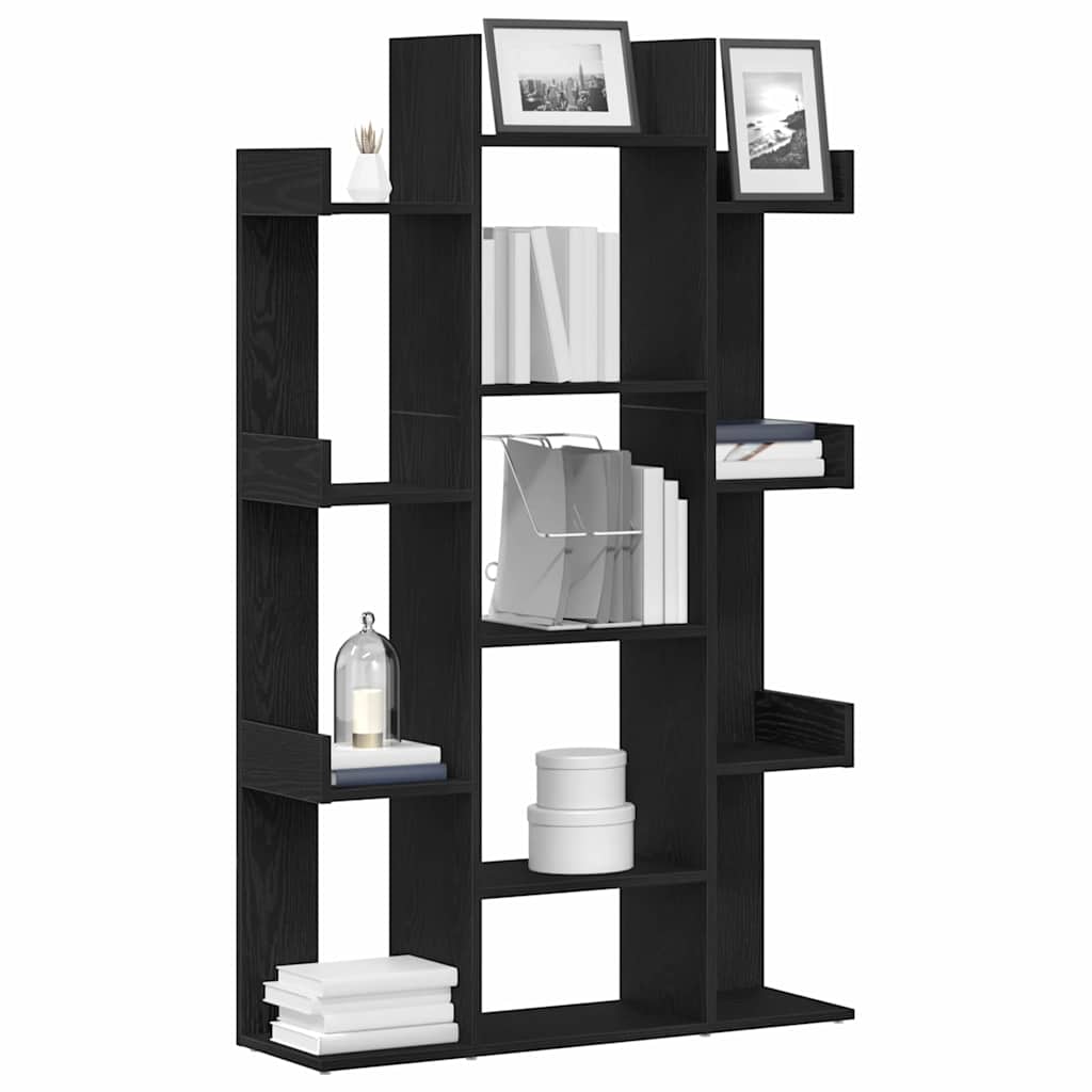 Bookcase 13-Tier 86 x 25.5 x 140 cm Engineered Wood Black Oak