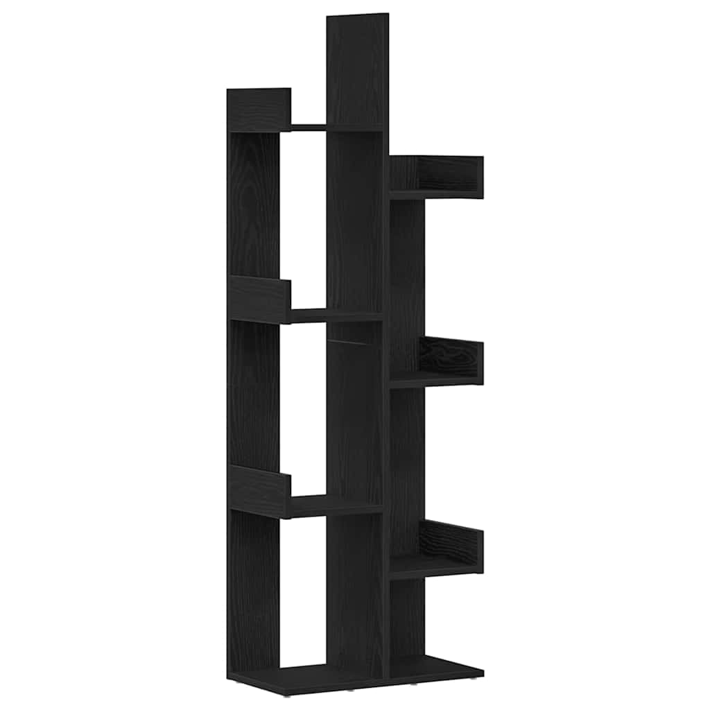 Bookcase 8-Tier 48 x 25.5 x 140 cm Engineered Wood Black Oak