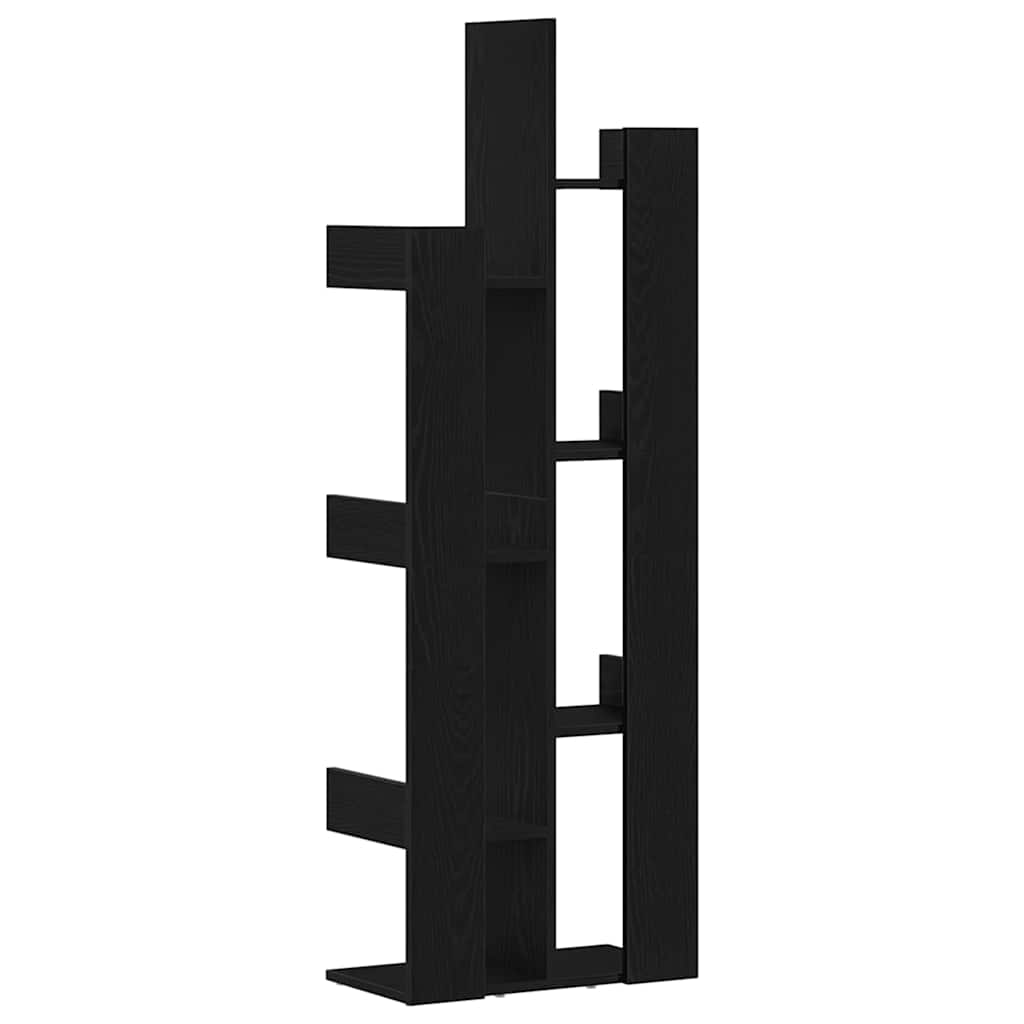 Bookcase 8-Tier 48 x 25.5 x 140 cm Engineered Wood Black Oak