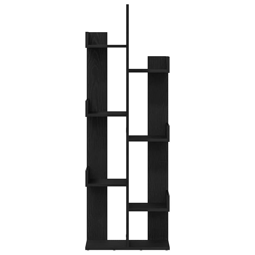Bookcase 8-Tier 48 x 25.5 x 140 cm Engineered Wood Black Oak