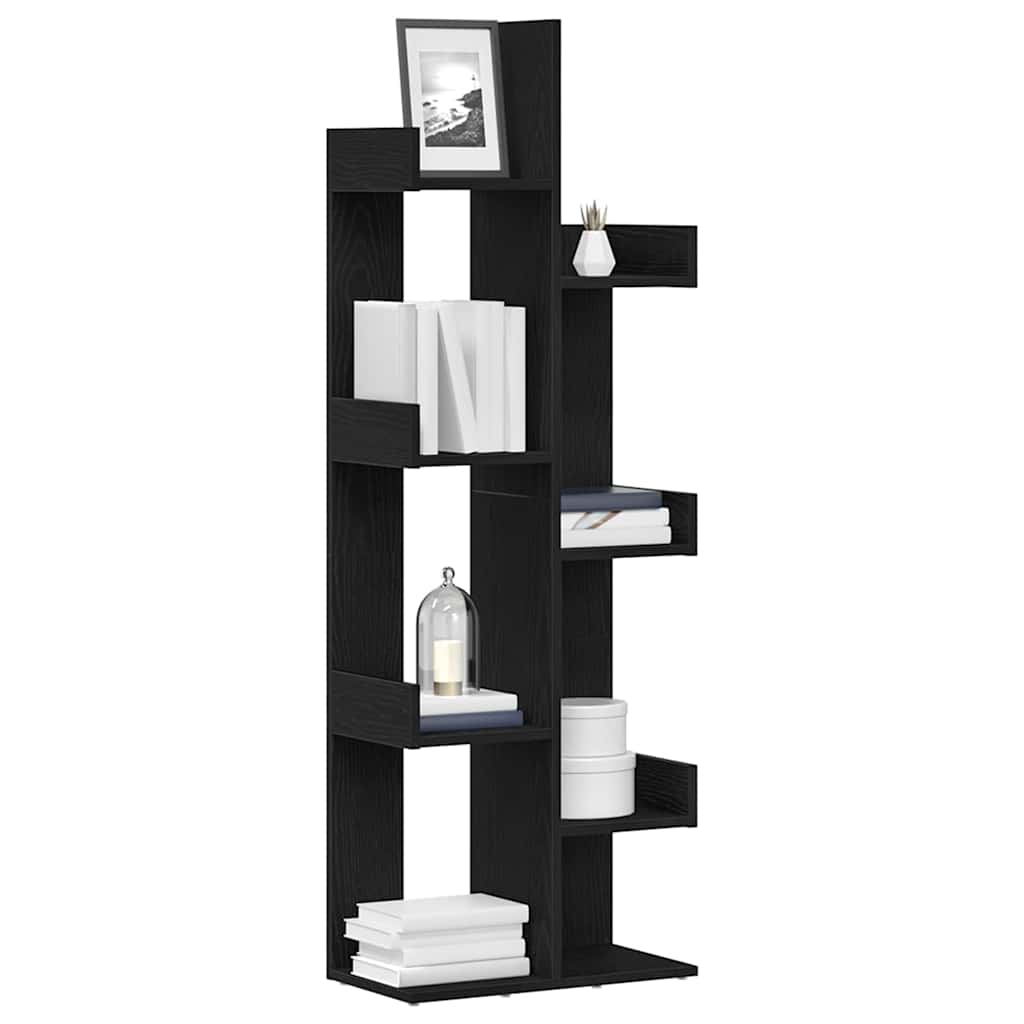 Bookcase 8-Tier 48 x 25.5 x 140 cm Engineered Wood Black Oak