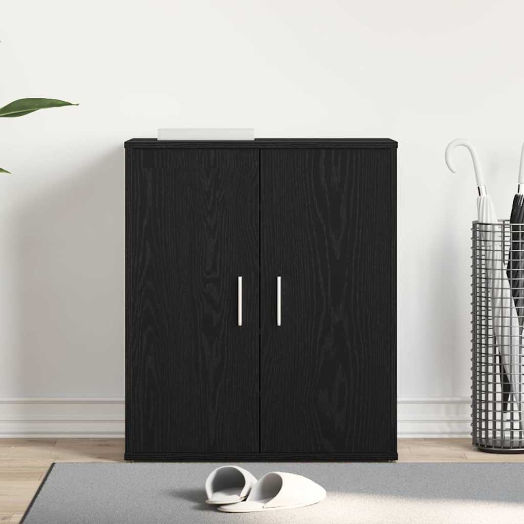Shoe Cabinet Black Oak 60 x 35 x 70 cm Engineered Wood