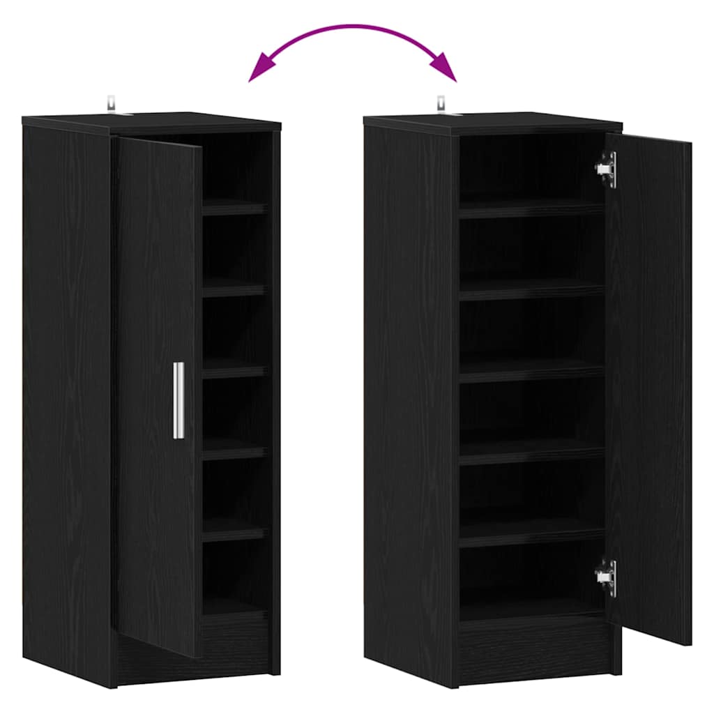 Shoe Cabinet Black Oak 32 x 35 x 92 cm Engineered Wood