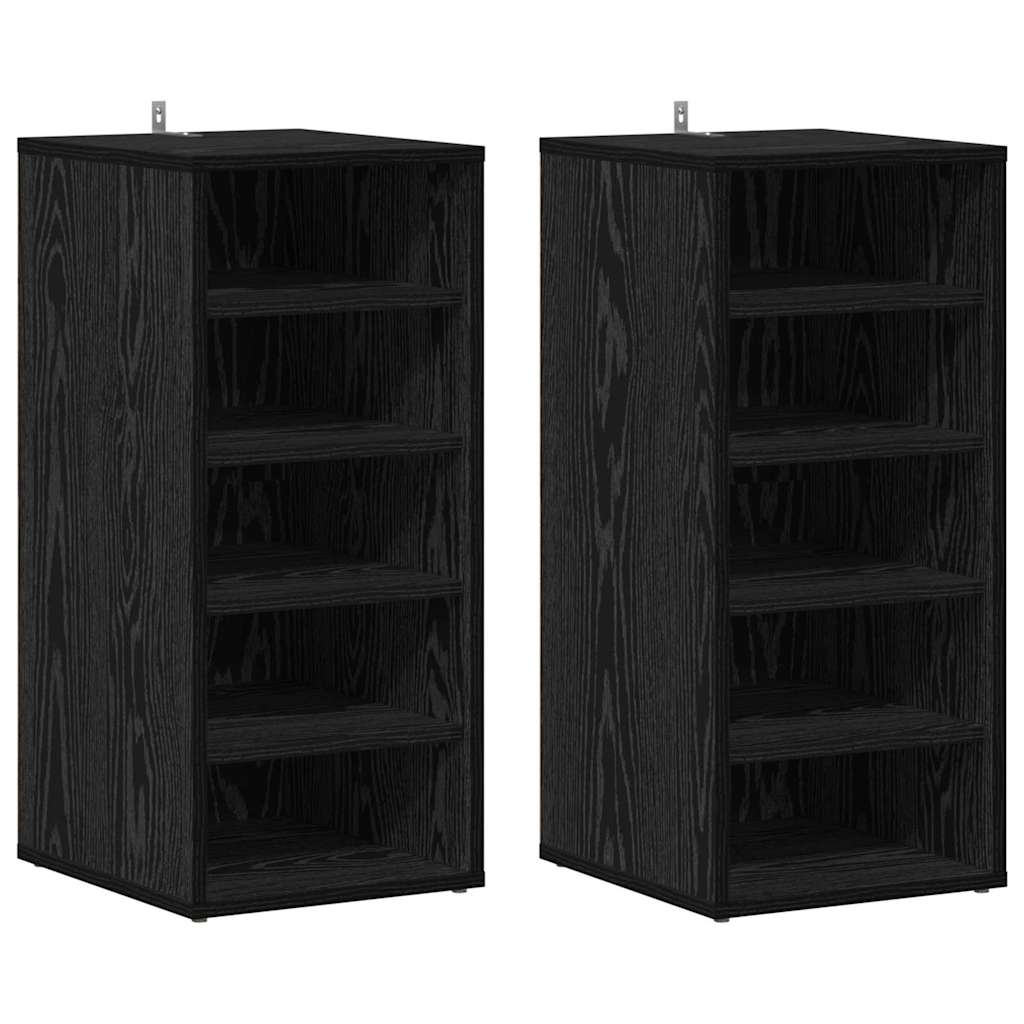 Shoe Cabinet 2 pcs 32 x 35 x 70 cm Engineered Wood Black Oak