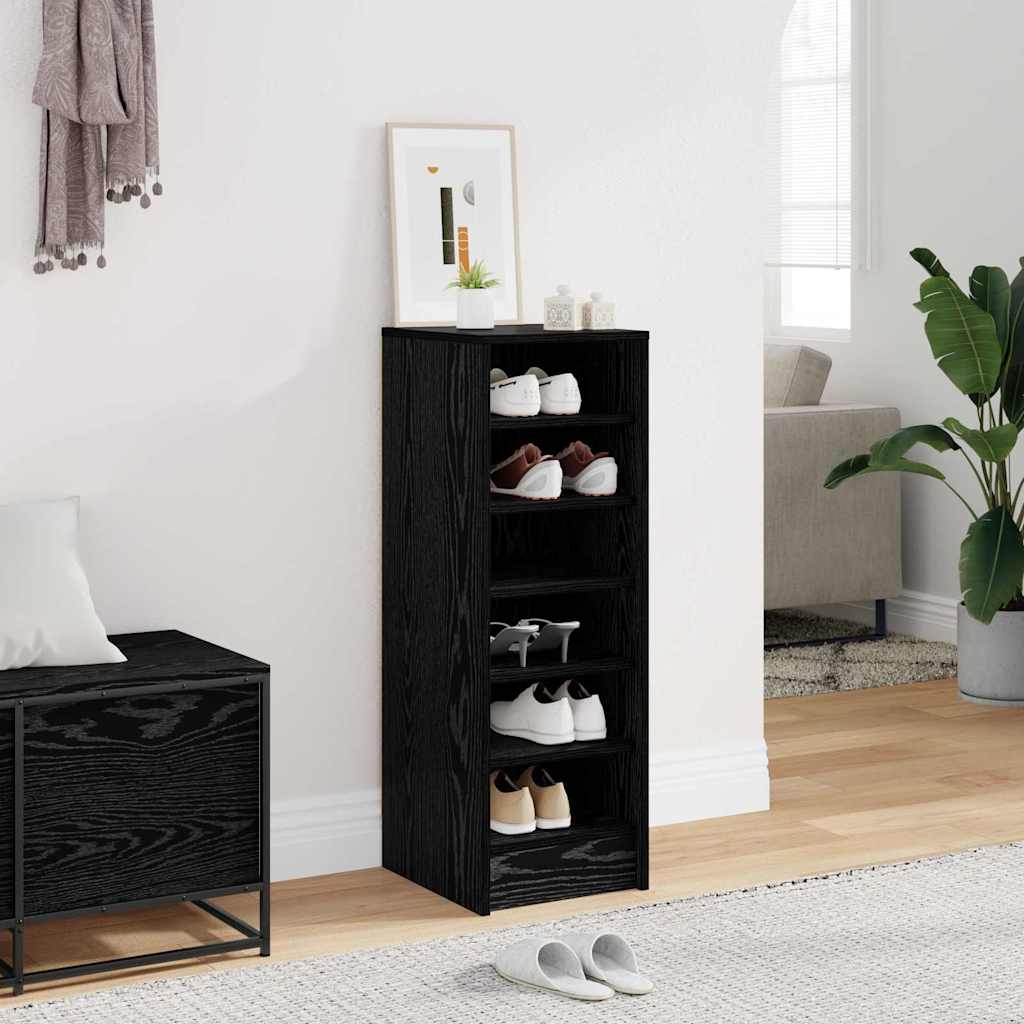 Shoe Cabinet Black Oak 32 x 35 x 90 cm Engineered Wood