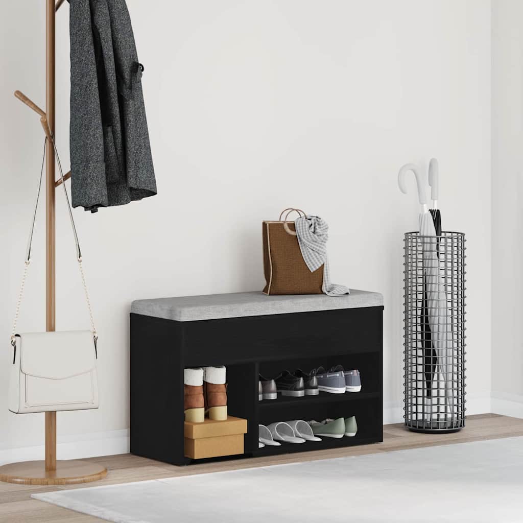 Shoe Bench 80 x 30 x 45 cm Engineered Wood Black Oak
