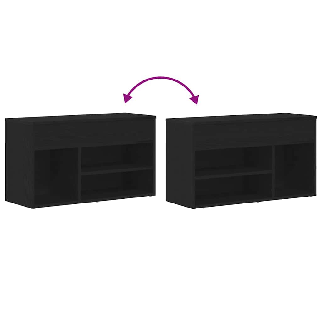 Shoe Bench 80 x 30 x 45 cm Engineered Wood Black Oak
