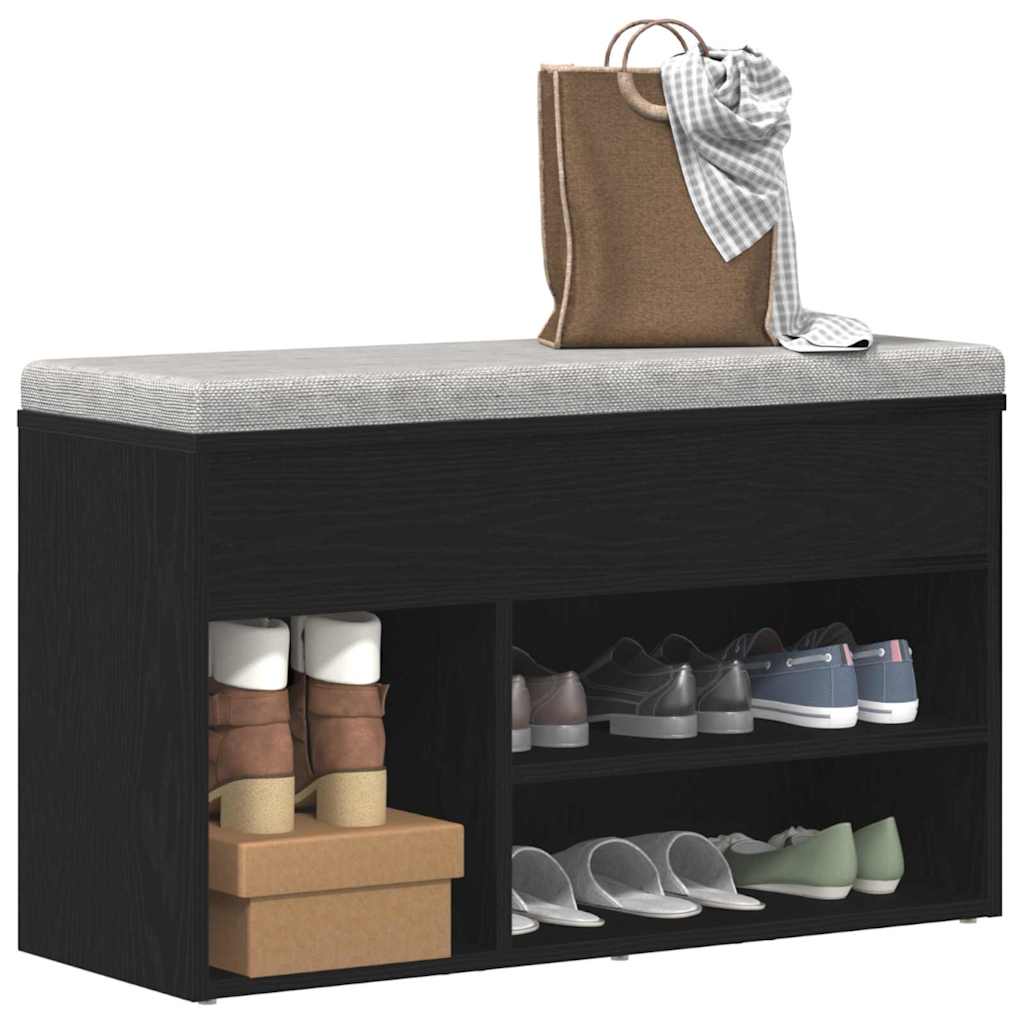 Shoe Bench 80 x 30 x 45 cm Engineered Wood Black Oak