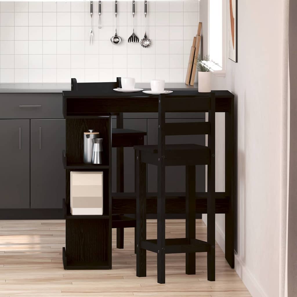 Bar Table Black Oak 100 x 48 x 101.5 cm Engineered Wood