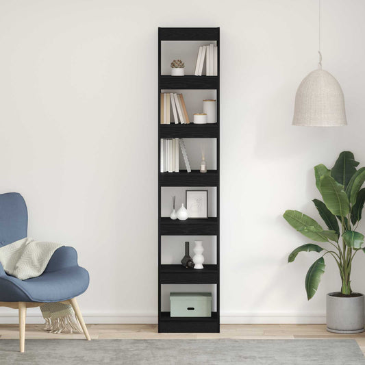 Book Cabinet 6-Tier 40 x 30 x 198 cm Engineered Wood Black Oak