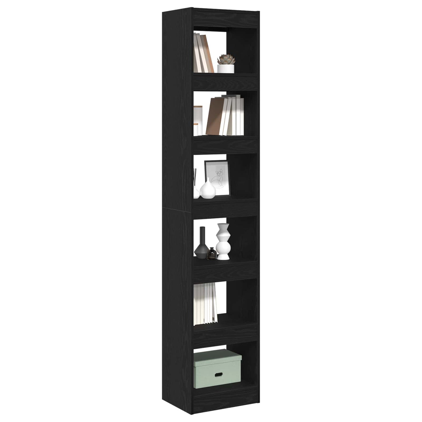 Book Cabinet 6-Tier 40 x 30 x 198 cm Engineered Wood Black Oak