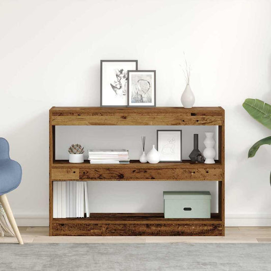 Bookcase 2-Tier 100 x 30 x 72 cm Engineered Wood Old wood