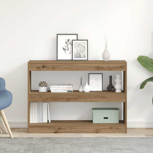 Bookcase 2-Tier 100 x 30 x 72 cm Engineered Wood Artisan oak