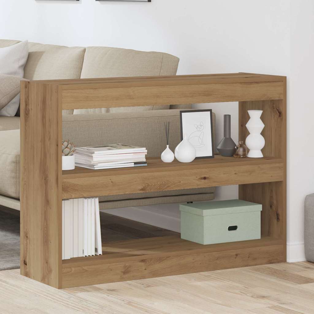 Bookcase 2-Tier 100 x 30 x 72 cm Engineered Wood Artisan oak