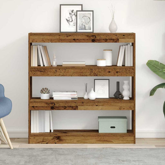 Book Cabinet 3-Tier 100 x 30 x 103 cm Engineered Wood Old wood