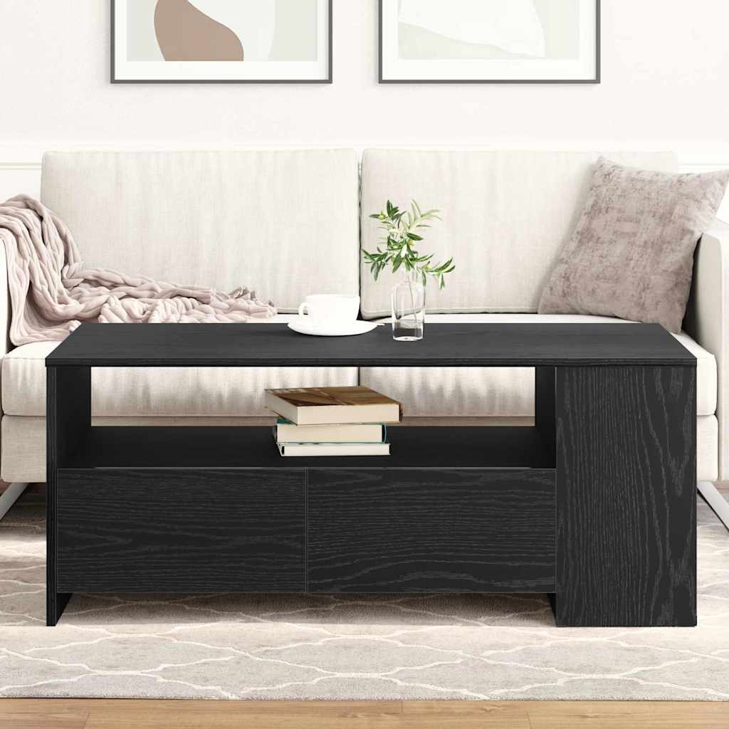 Coffee Table Black Oak 102 x 55 x 43.5 cm Engineered Wood