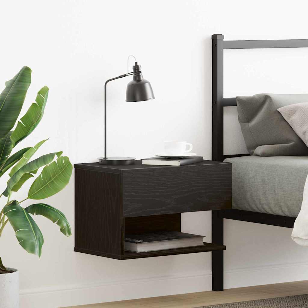 Bedside Cabinet Black Oak 46 x 30 x 30 cm Engineered Wood