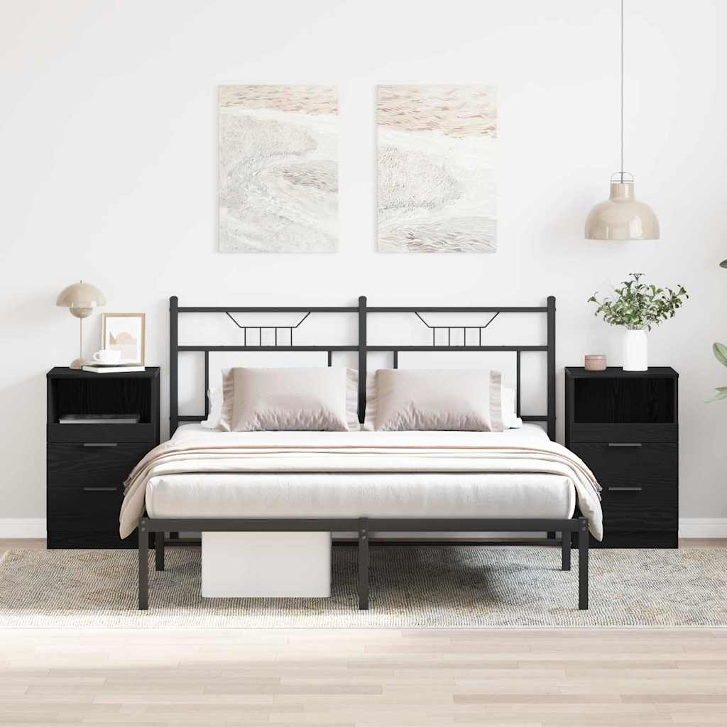 Bedside Cabinet 2 pcs Black Oak 40 x 35 x 65 cm Engineered Wood