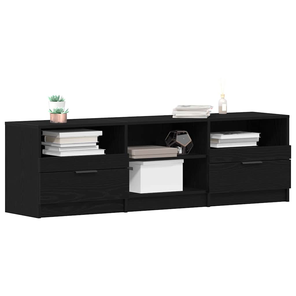 TV Cabinet Black Oak 150 x 33.5 x 45 cm Engineered Wood