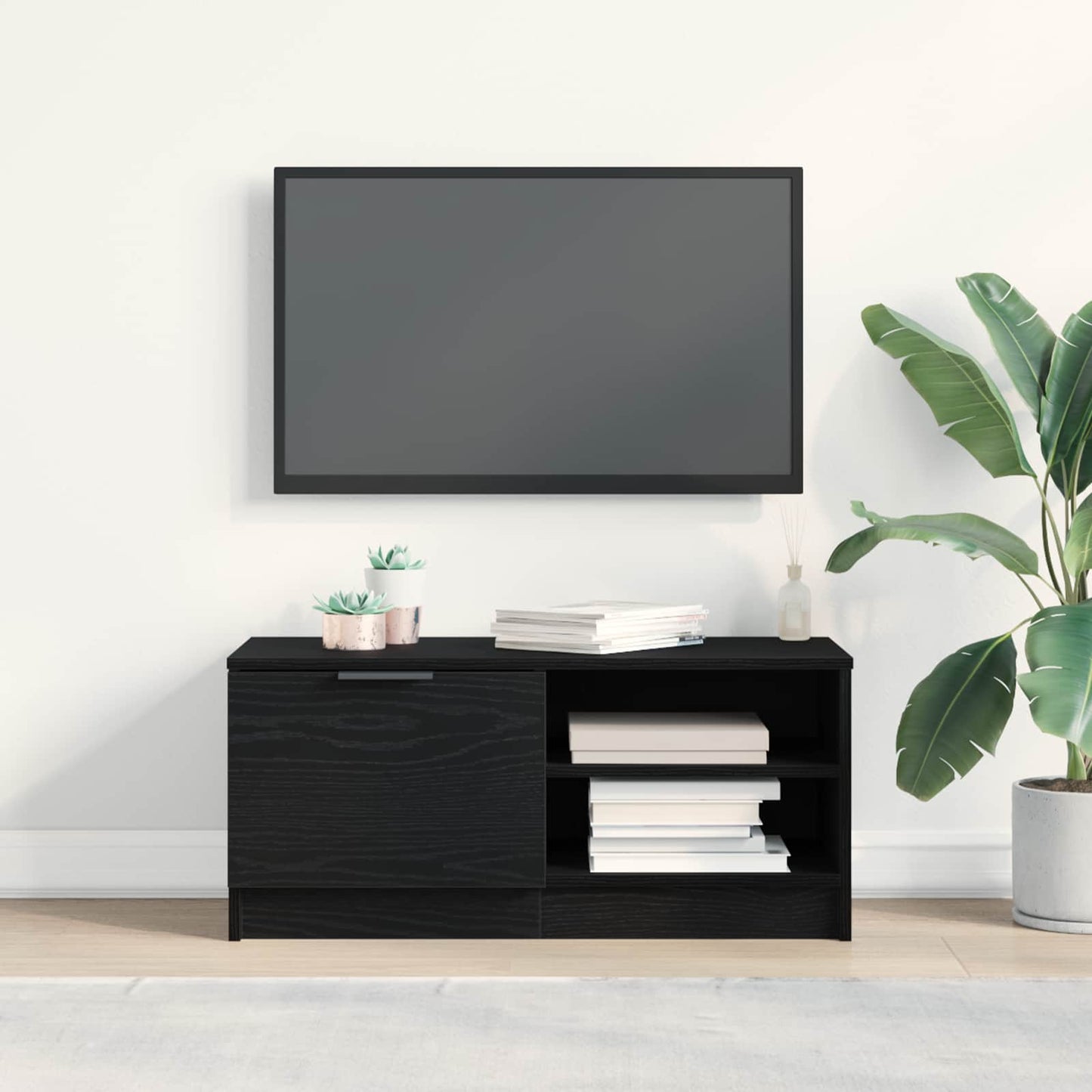 TV Cabinet 80 x 35 x 36.5 cm Black Oak Engineered Wood