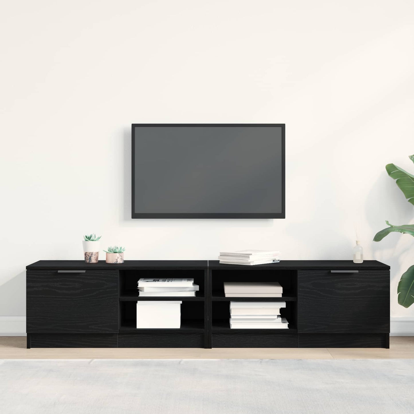 TV Cabinet 2 pcs Black Oak 80 x 35 x 36.5 cm Engineered Wood