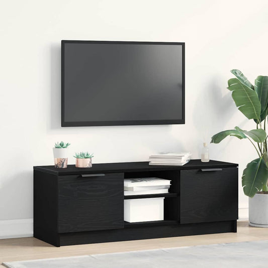 TV Cabinet 102 x 32 x35.5 cm Black Oak Engineered Wood