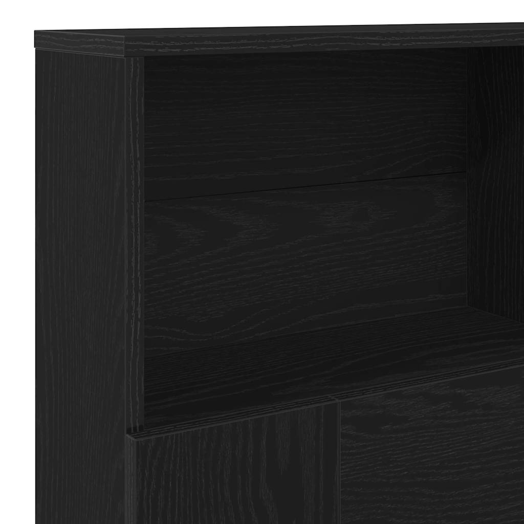 Headboard Cabinet Black Oak 160 x 19 x 103.5 cm Engineered Wood