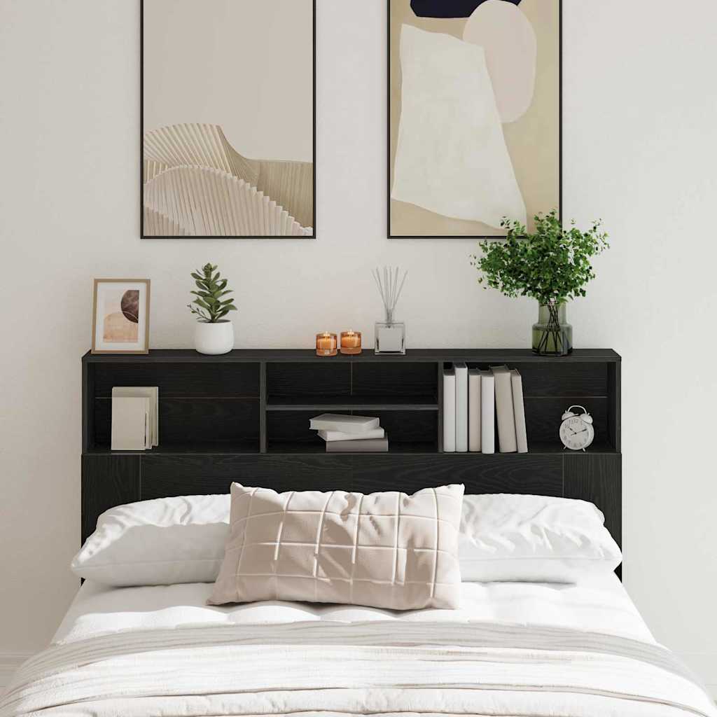 Headboard Cabinet Black Oak 160 x 19 x 103.5 cm Engineered Wood
