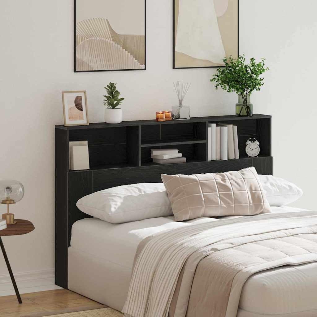 Headboard Cabinet Black Oak 160 x 19 x 103.5 cm Engineered Wood