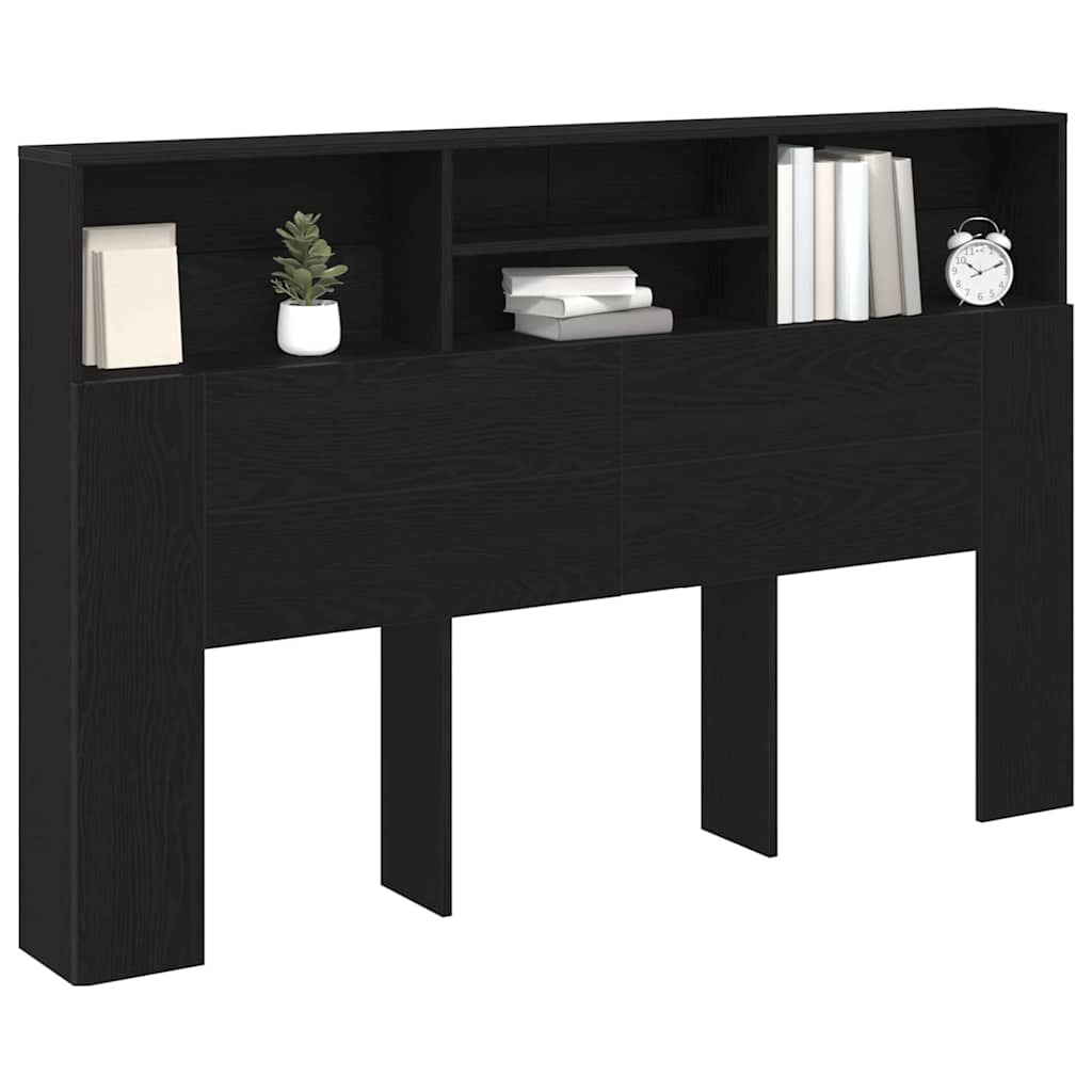 Headboard Cabinet Black Oak 160 x 19 x 103.5 cm Engineered Wood