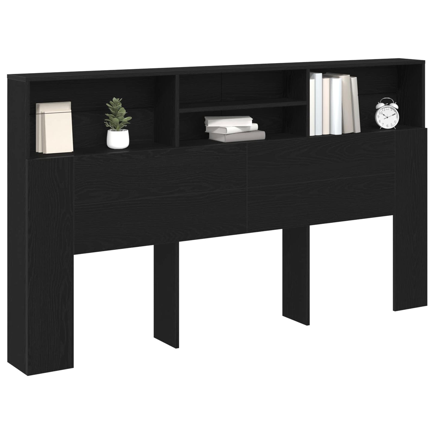 Headboard Cabinet Black Oak 180 x 19 x 103.5 cm Engineered Wood