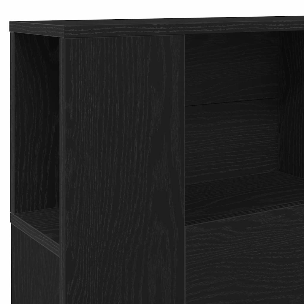 Headboard Cabinet with Shelf Black Oak Engineered Wood