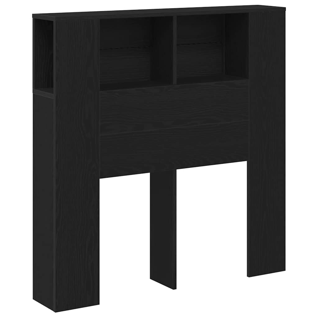 Headboard Cabinet with Shelf Black Oak Engineered Wood