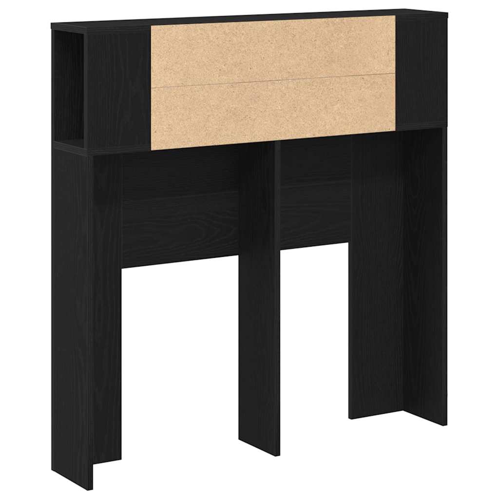 Headboard Cabinet with Shelf Black Oak Engineered Wood