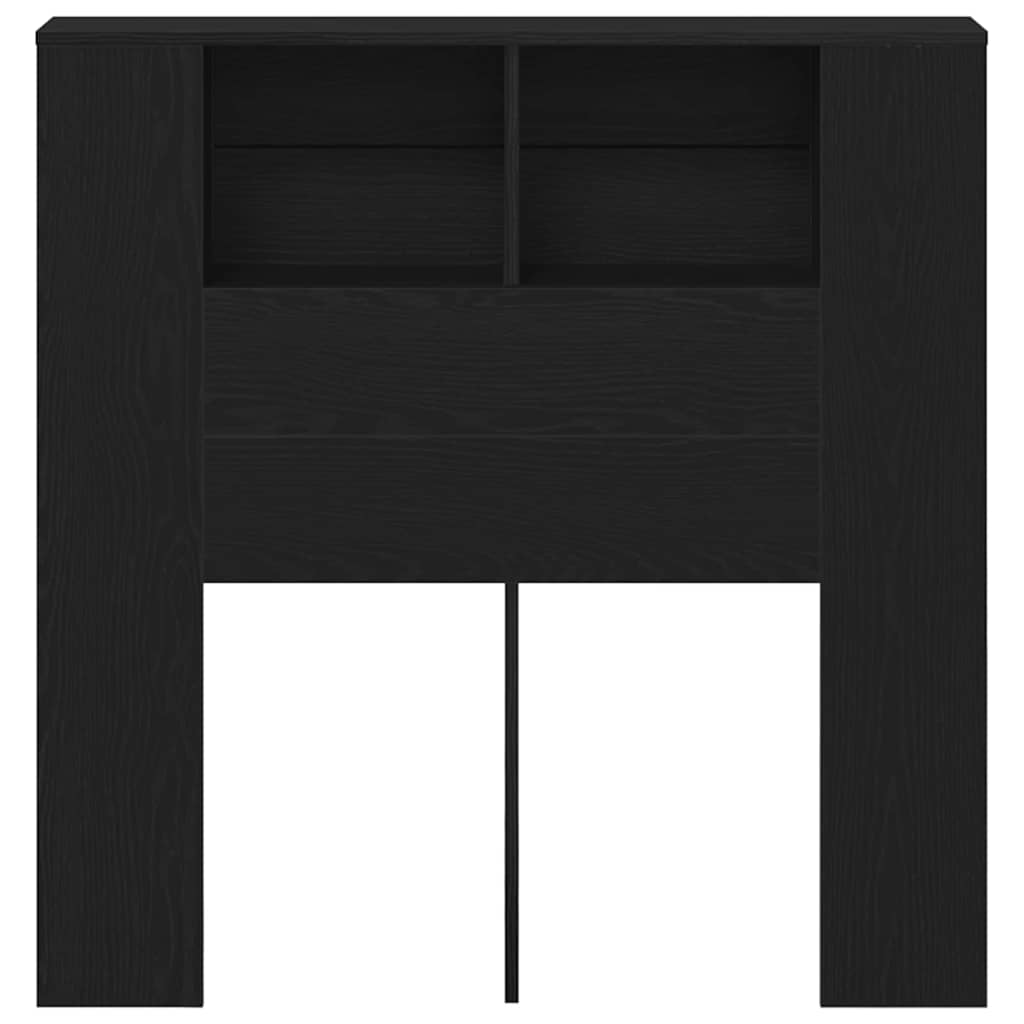 Headboard Cabinet with Shelf Black Oak Engineered Wood