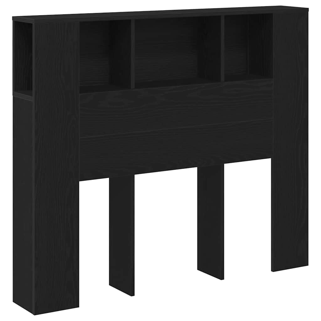 Headboard Cabinet with Shelf Black Oak 120 x 18.5 x 102.5 cm